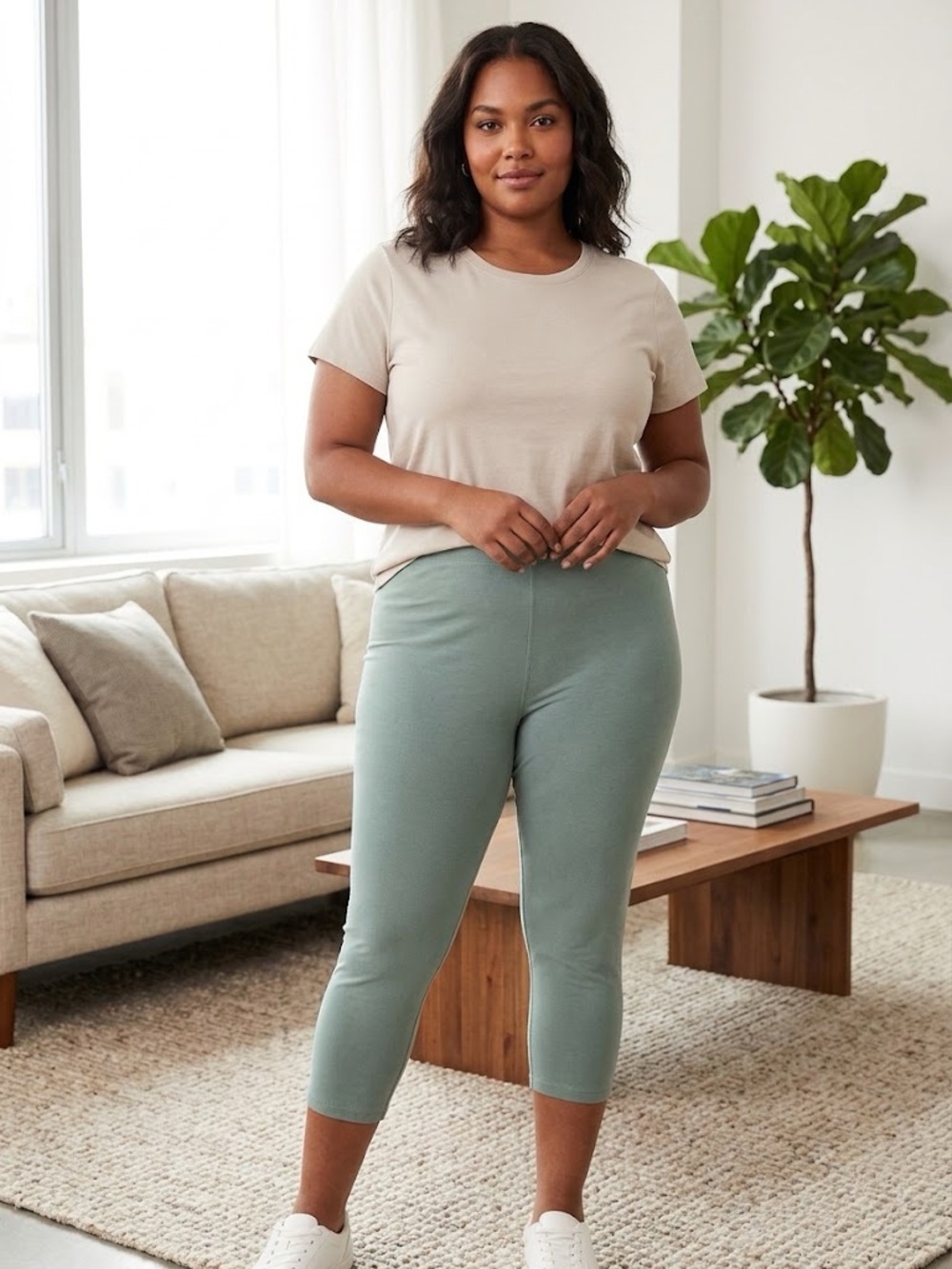 Old Navy Cropped Leggings in Sage